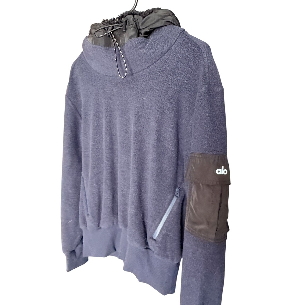 Alo Yoga Duality Sherpa Hoodie Navy Blue Size XS